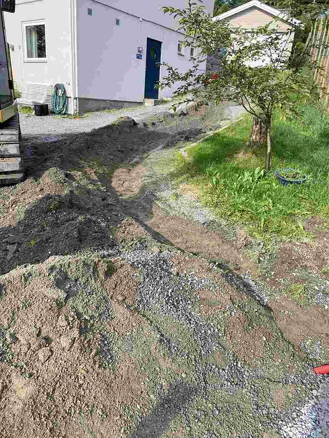 støping av fundament og montering av port